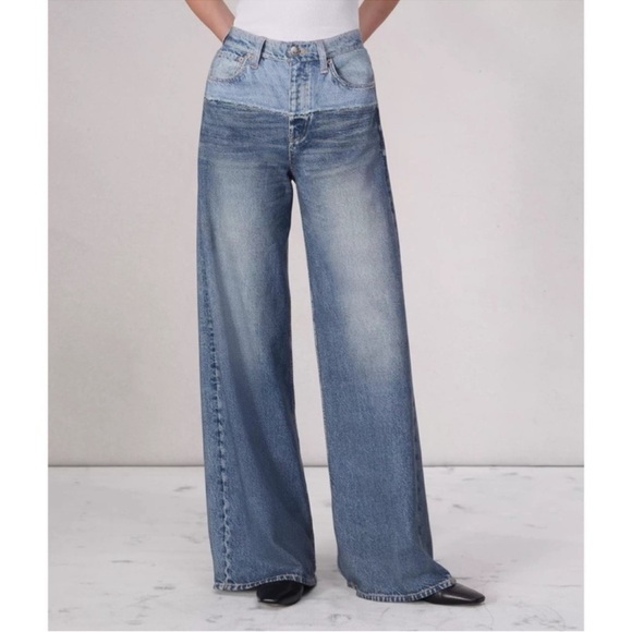 Rag & Bone Miramar Terry Sofie Wide Leg Pant Sweatpant Jeans in Antonia Blue 26 - Picture 1 of 12